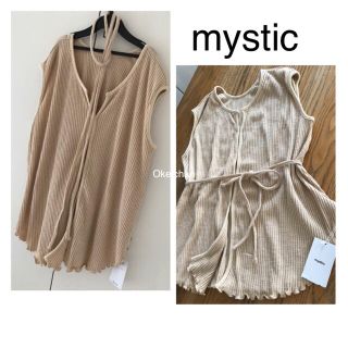 ミスティック(mystic)の新品タグ付き☆スラブリブタンクトップ　ベージュ(タンクトップ)