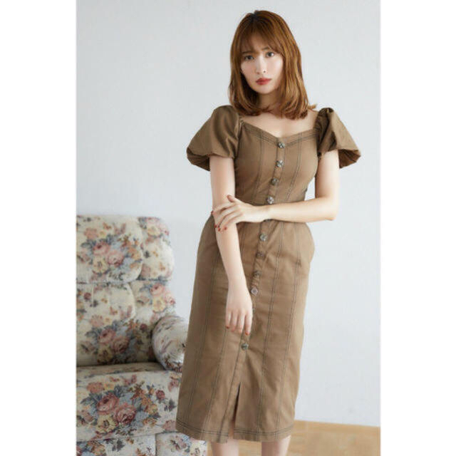 herlipto puff sleeve midi dressの通販 by akyyy's shop｜ラクマ