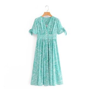 ザラ(ZARA)の1806＊S/S【2color】レトロ プリント柄 ワンピース(ひざ丈ワンピース)