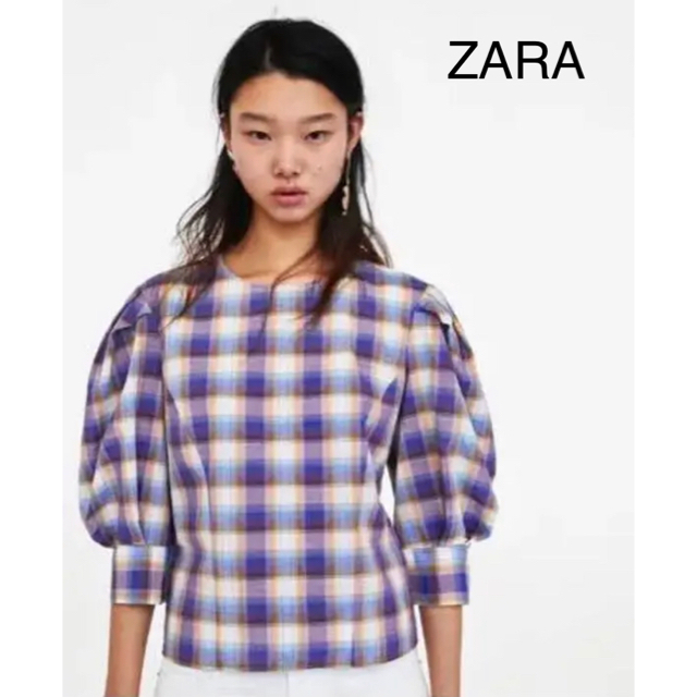 ZARA(ザラ)のZARA WOMAN タータンチェックシャツ ブラウス　7分丈そで レディースのトップス(シャツ/ブラウス(長袖/七分))の商品写真