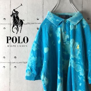 ポロラルフローレン(POLO RALPH LAUREN)の古着 ９０s ラルフローレン 半袖 ポロシャツ ブリーチ加工 ブランド刺繍　夏(ポロシャツ)