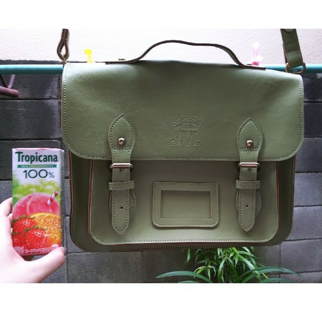 JaneMarple(ジェーンマープル)のJaneMarple◆crownエンブレムのサッチェルバッグ◆若草色 レディースのバッグ(ショルダーバッグ)の商品写真