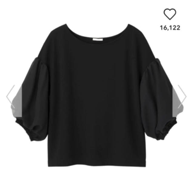 GU(ジーユー)の【新品未使用】GU シアースリーブプルオーバー（7分袖）SB ブラック M レディースのトップス(Tシャツ(半袖/袖なし))の商品写真