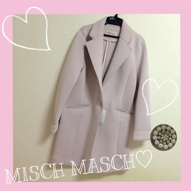 MISCH MASCH(ミッシュマッシュ)のピンクチェスターコート レディースのジャケット/アウター(チェスターコート)の商品写真