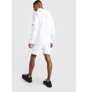 【L】boohoo asos　総柄　上下セットアップ　ハーフパンツ　ブラック　黒