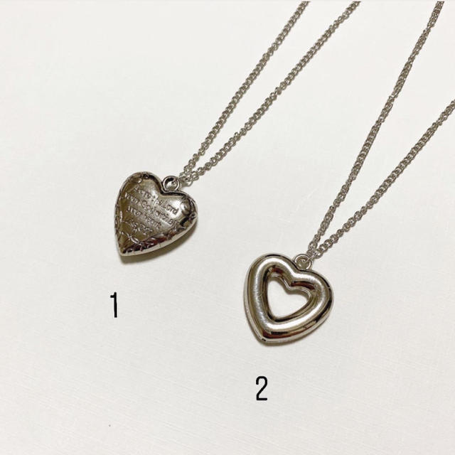 silver heart necklace ♡ ハンドメイドのアクセサリー(ネックレス)の商品写真