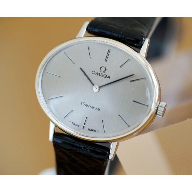 OMEGA(オメガ)の美品 オメガ ジュネーブ オーバル 猫目 シルバー 手巻き メンズ Omega メンズの時計(腕時計(アナログ))の商品写真