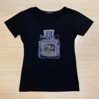 イング(INGNI)のINGNI＊ジルコン付き 香水ボトルデザインTシャツ＊未使用☆ブラック　M(Tシャツ(半袖/袖なし))