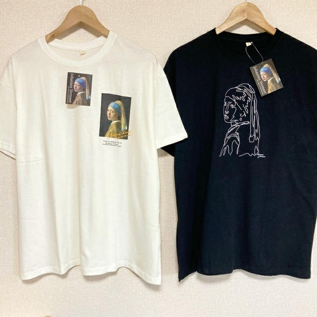 フェルメール 真珠の耳飾りの少女 白TシャツL一枚 レディースのトップス(Tシャツ(半袖/袖なし))の商品写真