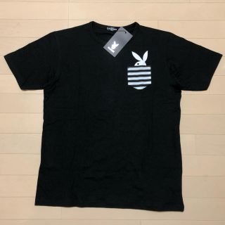 プレイボーイ(PLAYBOY)の新品　黒　Ｌ　PLAYBOY プレイボーイ　ボーダーポケット付き　Ｔシャツ(Tシャツ/カットソー(半袖/袖なし))