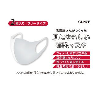 グンゼ(GUNZE)のGUNZE グンゼ 肌にやさしい洗える布製マスク（2枚入り）（男女兼用）(日用品/生活雑貨)