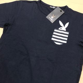 プレイボーイ(PLAYBOY)の新品　紺　Ｌ　PLAYBOY プレイボーイ　ボーダーポケット付き　Ｔシャツ(Tシャツ/カットソー(半袖/袖なし))