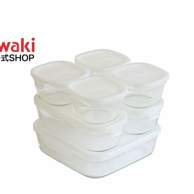 Pyrex(パイレックス)のiwaki パックアンドレンジ　ホワイト　ミニ4個セット インテリア/住まい/日用品のキッチン/食器(容器)の商品写真