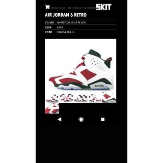 ナイキ(NIKE)のNIKE AIR JORDAN 6 RETRO CARMINE 29.5(スニーカー)