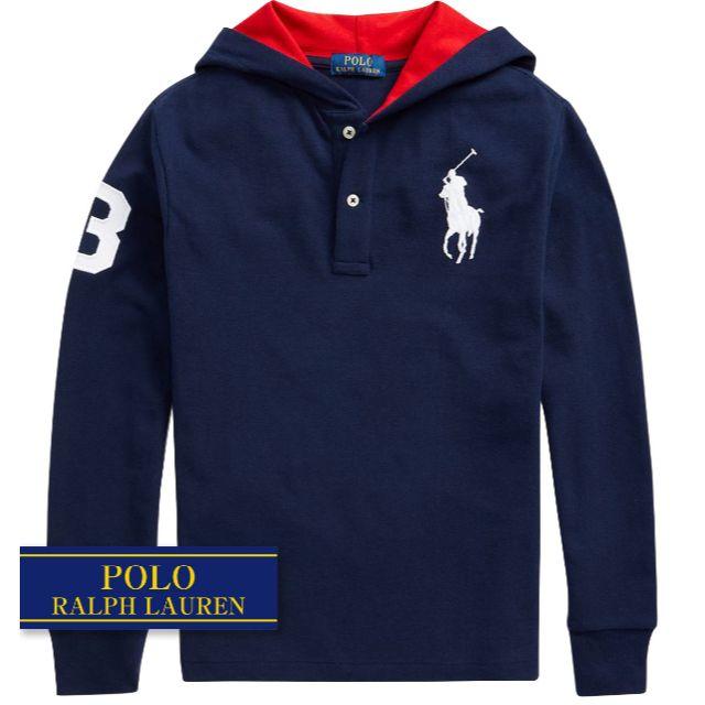 Ralph Lauren(ラルフローレン)の☆新品☆170 ラルフローレン コットンフードTシャツ ネイビー 5832 キッズ/ベビー/マタニティのキッズ服男の子用(90cm~)(Tシャツ/カットソー)の商品写真