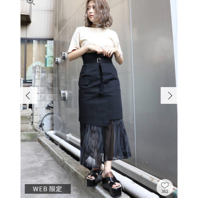 MURUA(ムルーア)のMURUA ヘムシアープリーツラップスカート レディースのスカート(ひざ丈スカート)の商品写真