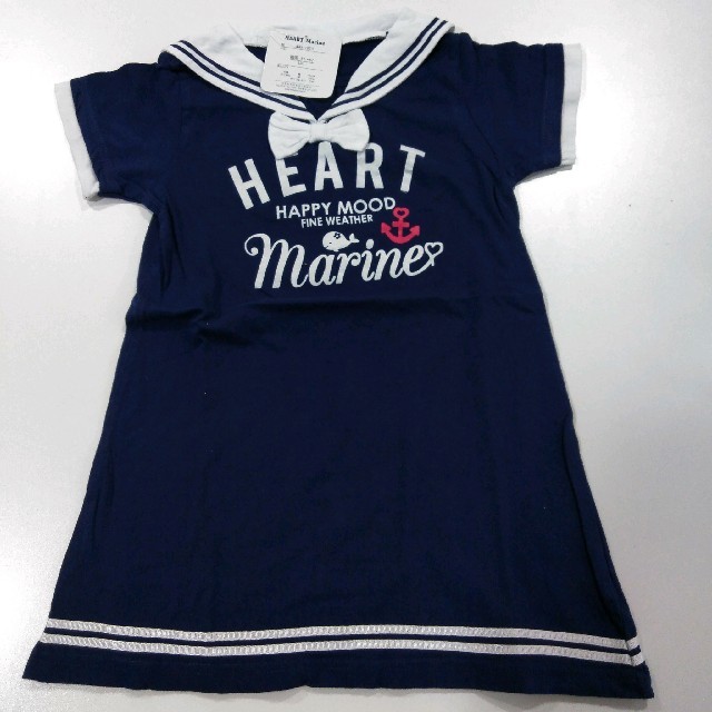 新品・おんなのこ・130センチ・セーラーチュニック（HEART）　130セーラ紺 キッズ/ベビー/マタニティのキッズ服女の子用(90cm~)(ワンピース)の商品写真