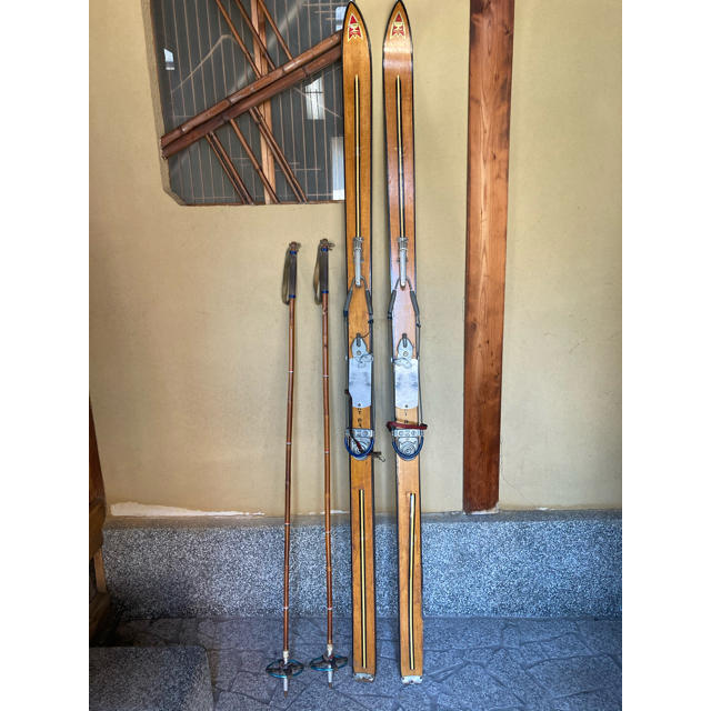 木製スキー　ストック　昭和　アンティーク | フリマアプリ ラクマ