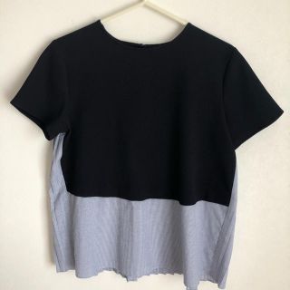 ザラ(ZARA)のZARA バッグプリーツブラウス　ネイビー(シャツ/ブラウス(半袖/袖なし))