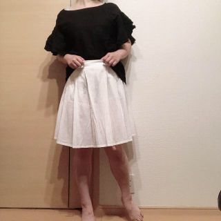 アニエスベー(agnes b.)のagnes b（アニエスベー）白 コットンスカート　美品(ひざ丈スカート)