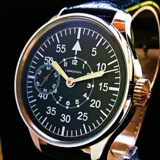 ロンジン(LONGINES)の★渋い!ロンジン パイロット!【ミリタリー 手巻き】裏スケルトン メンズ 腕時計(腕時計(アナログ))