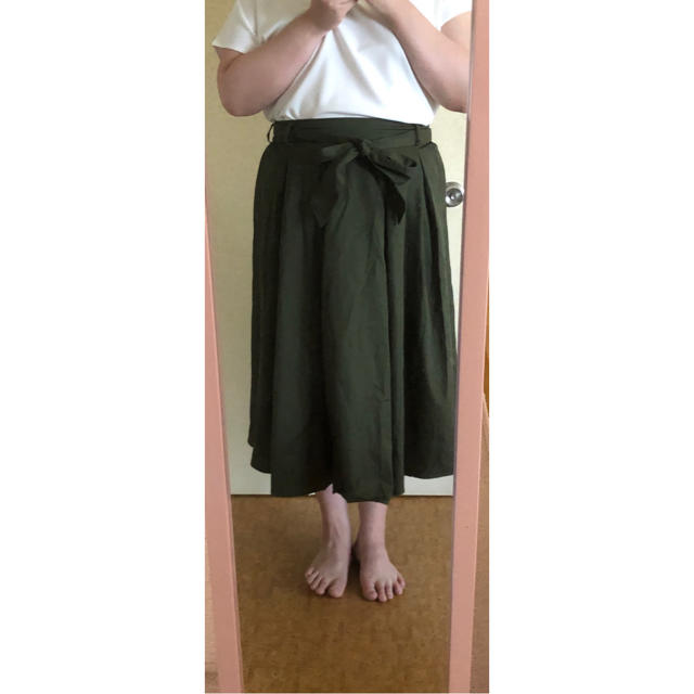 ロングスカート　グリーン系　3L レディースのスカート(ロングスカート)の商品写真