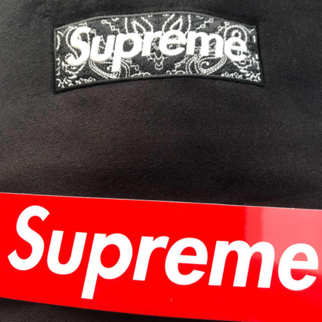 本物 Supreme - bandana box logo hooded sweatshirt black パーカー