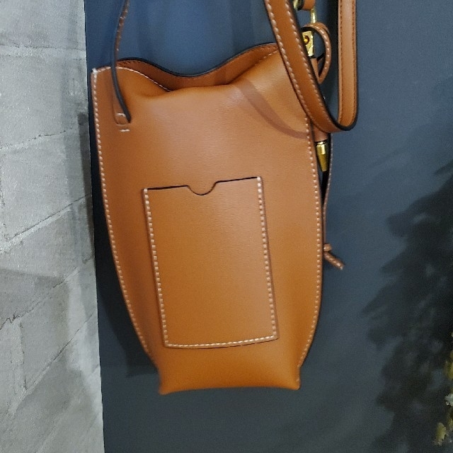 リアルレザー　ミニショルダーバッグ　ブラウン レディースのバッグ(ショルダーバッグ)の商品写真