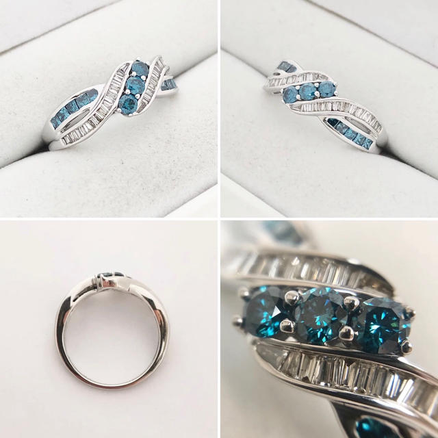 最高級 ブルー ダイヤモンド 0.75ct K18WG ダイヤ リング レディースのアクセサリー(リング(指輪))の商品写真