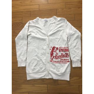 ヒステリックグラマー(HYSTERIC GLAMOUR)の中古ヒステリックグラマー白赤カーディガンＦスウェット多少汚れあり(カーディガン)