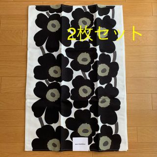 マリメッコ(marimekko)の2枚セット☆マリメッコ/ウニッコ　ティータオル/ホワイト×ブラック(テーブル用品)