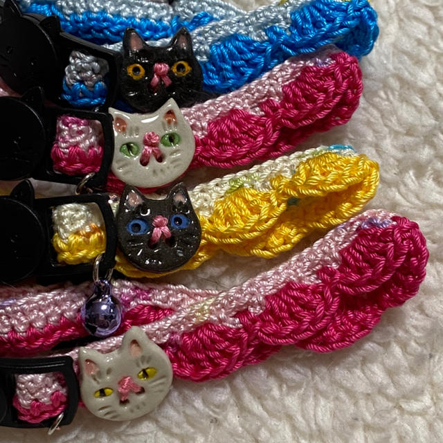 マリママ様専用🐾ベルルンの首輪　スカラップ猫ボタン ハンドメイドのペット(リード/首輪)の商品写真