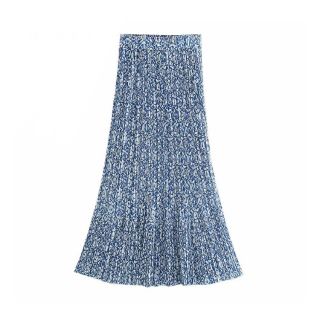 ザラ(ZARA)の1815＊S/S blue プリーツ フレアスカート(ロングスカート)