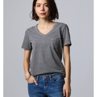 ドゥーズィエムクラス(DEUXIEME CLASSE)のJET コットンVネックTシャツ　グレー(Tシャツ/カットソー(半袖/袖なし))