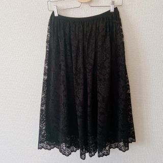 ザラ(ZARA)のZARAブラックレーススカート(ひざ丈スカート)