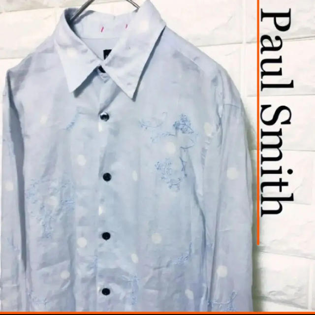 シャツPaul Smith ポール・スミス コットンガーゼ 刺繍 ドットデザインシャツ