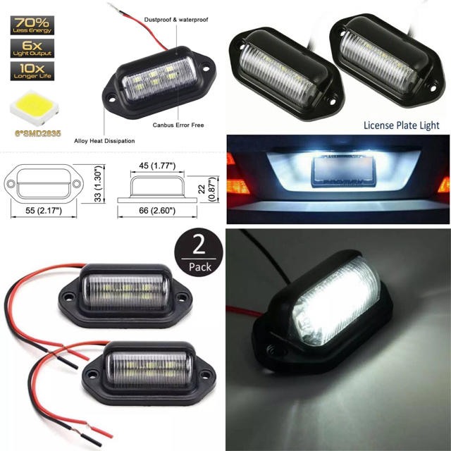 ⭐️12Ｖ24V 兼用　6 LED ナンバー灯 2個　ボートトレーラー 軽トラ 自動車/バイクの自動車(車外アクセサリ)の商品写真