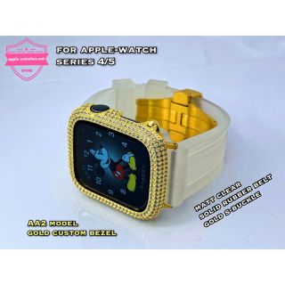 アップルウォッチ(Apple Watch)のアップルウォッチ用◆AA2◆ゴールドカスタムカバー◆極太ソリッドラバーベルト(その他)