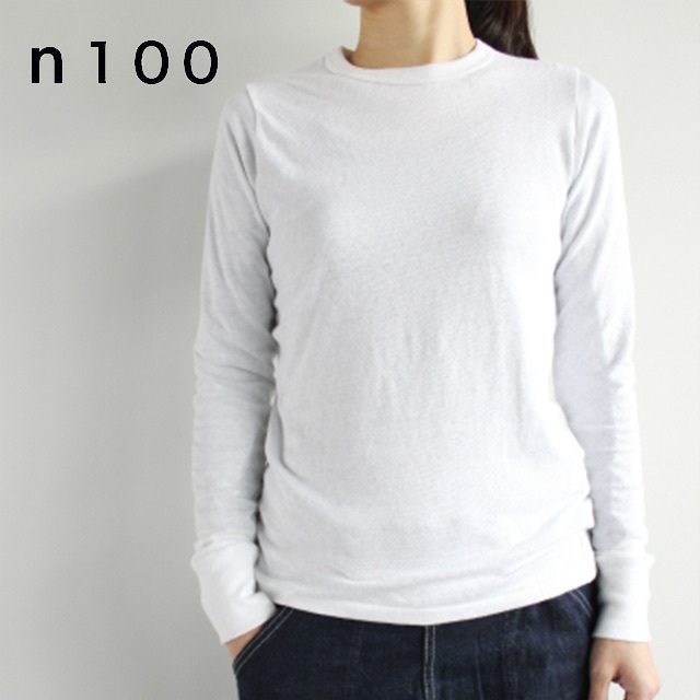 n100✨エヌワンハンドレッド シンプル 白 ホワイト ロングTシャツ 長袖