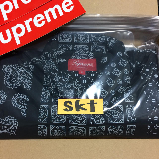 Supreme Paisley Grid Shirt 黒 Mサイズ