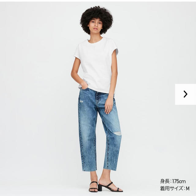 UNIQLO(ユニクロ)のコットンリラックスフレンチスリーブT 白 レディースのトップス(Tシャツ(半袖/袖なし))の商品写真