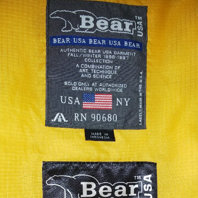 Bear USA(ベアー)の良品 90s Bear リバーシブルダウンジャケット メンズのジャケット/アウター(ダウンジャケット)の商品写真