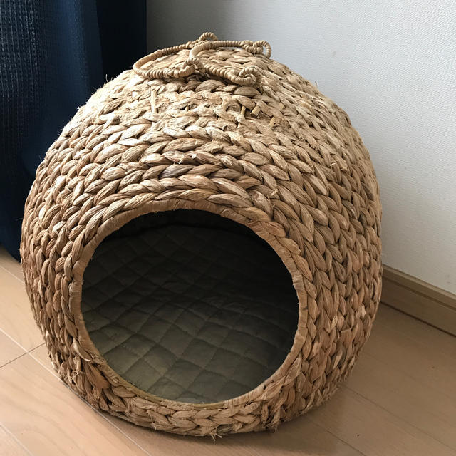 猫ちぐら　Lサイズ　天然素材ハンドメイド　キャットハウス小型犬