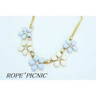 ロペピクニック(Rope' Picnic)のU243】ROPE’PICNIC ロペピクニック フラワー ビジュー ネックレス(ネックレス)