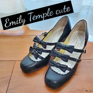 エミリーテンプルキュート(Emily Temple cute)のEmilyTempleCute 3連 リボン ストラップ シューズ パンプス 黒(ハイヒール/パンプス)