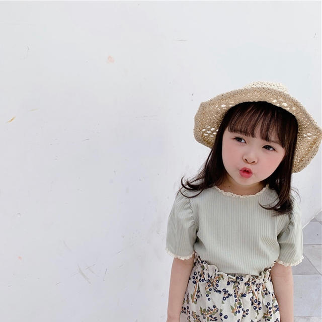 韓国子供服＊リブニット キッズ/ベビー/マタニティのキッズ服女の子用(90cm~)(Tシャツ/カットソー)の商品写真