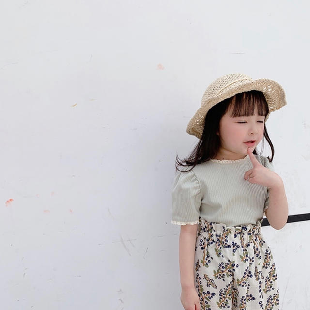 韓国子供服＊リブニット キッズ/ベビー/マタニティのキッズ服女の子用(90cm~)(Tシャツ/カットソー)の商品写真