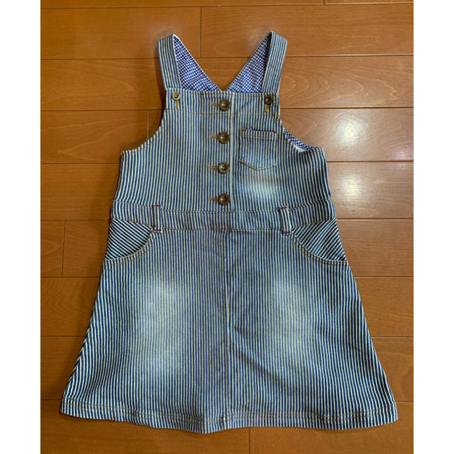 HusHush(ハッシュアッシュ)のジャンパースカート⭐︎ヒッコリー柄 キッズ/ベビー/マタニティのキッズ服女の子用(90cm~)(ワンピース)の商品写真