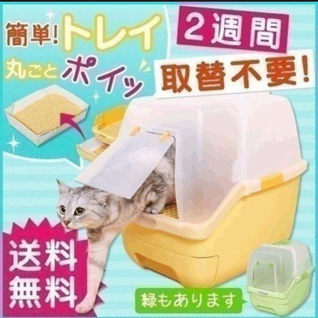 アイリスオーヤマ(アイリスオーヤマ)のアイリスオーヤマ 楽ちん猫トイレ　フード付きセット　グリーン その他のペット用品(猫)の商品写真