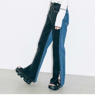 エックスガール(X-girl)のエックスガール BI-COLOR FLARE PANTS サイズ2(デニム/ジーンズ)